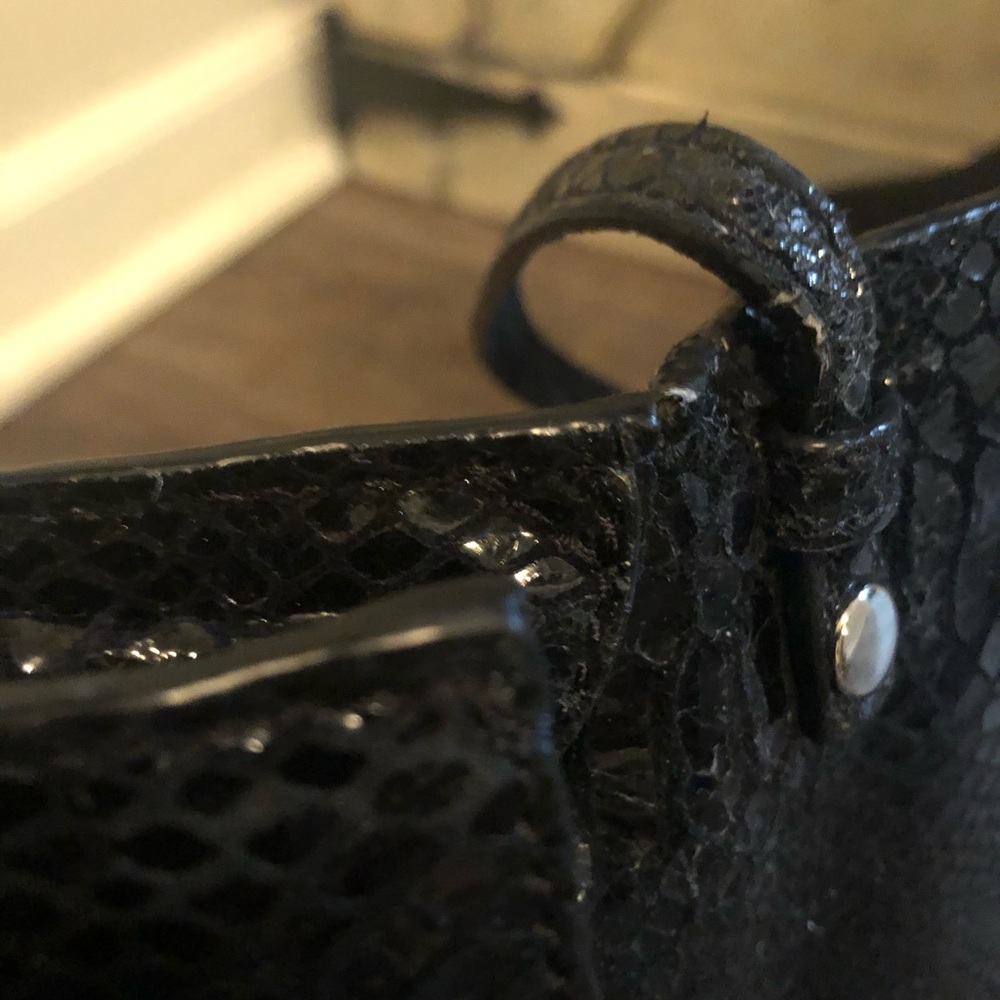 Mk Tilda Black Python Embossed Leather Clutch - image 7